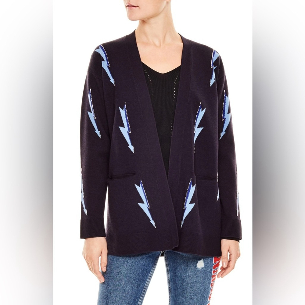 Sandro Juste Lightning Bolt Open Front Cardigan Size 1/ S - Picture 1 of 8